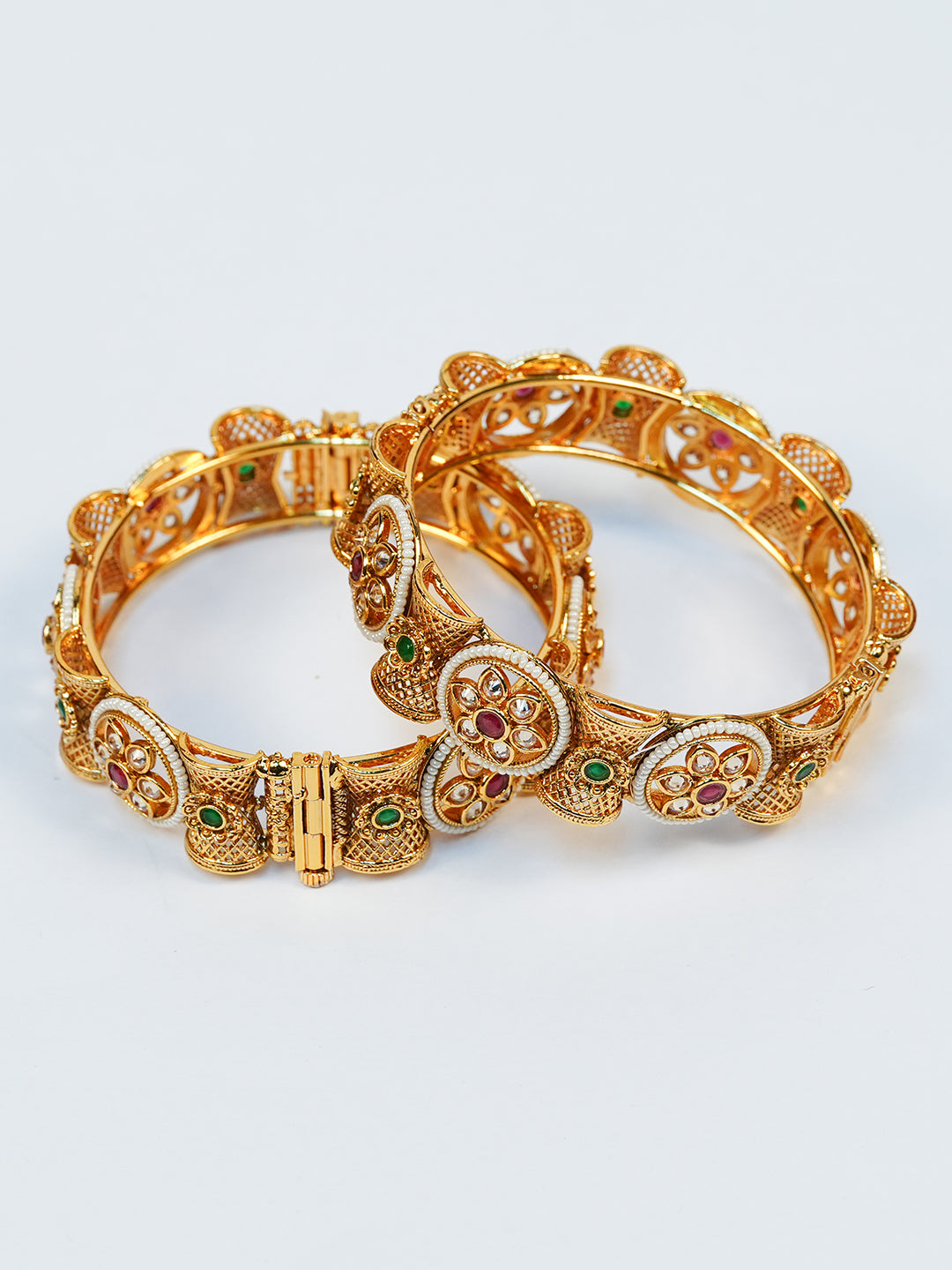 Aanura Gold Plated Heritage Stone Bangle Bracelet