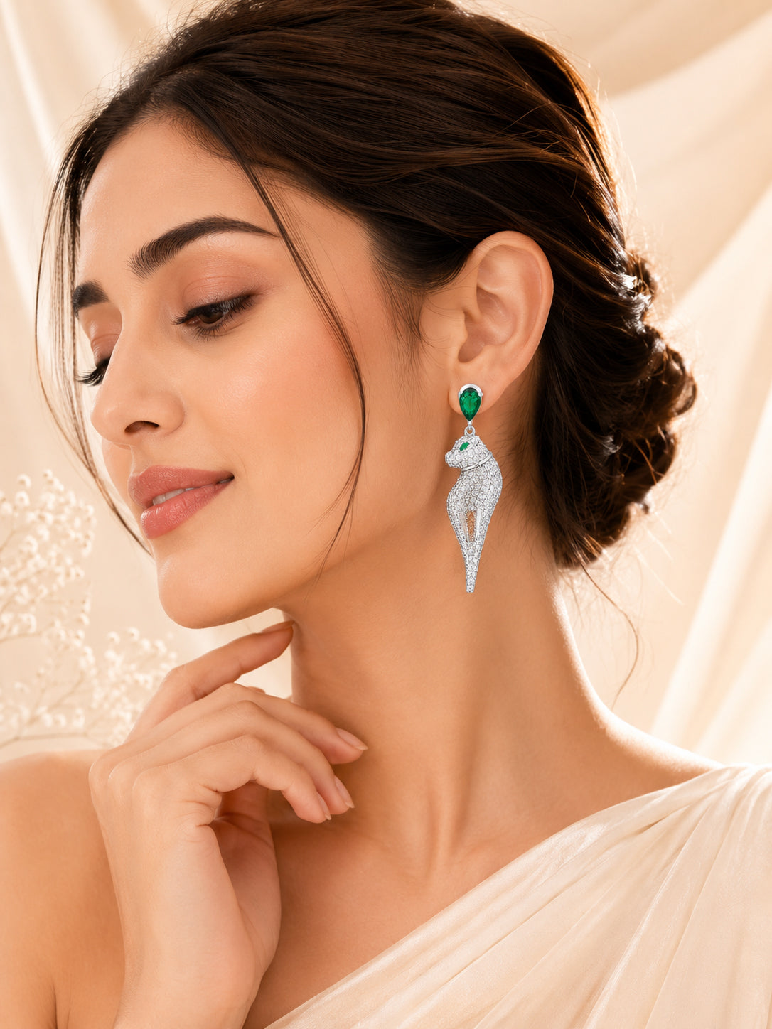 Aanura Panther Stone Studded Earrings