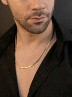 18K Gold Plated Textured Chain Anti-Tarnish Waterproof Chain for Men