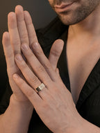 18K Gold CZ Grid Anti-Tarnish Waterproof Ring