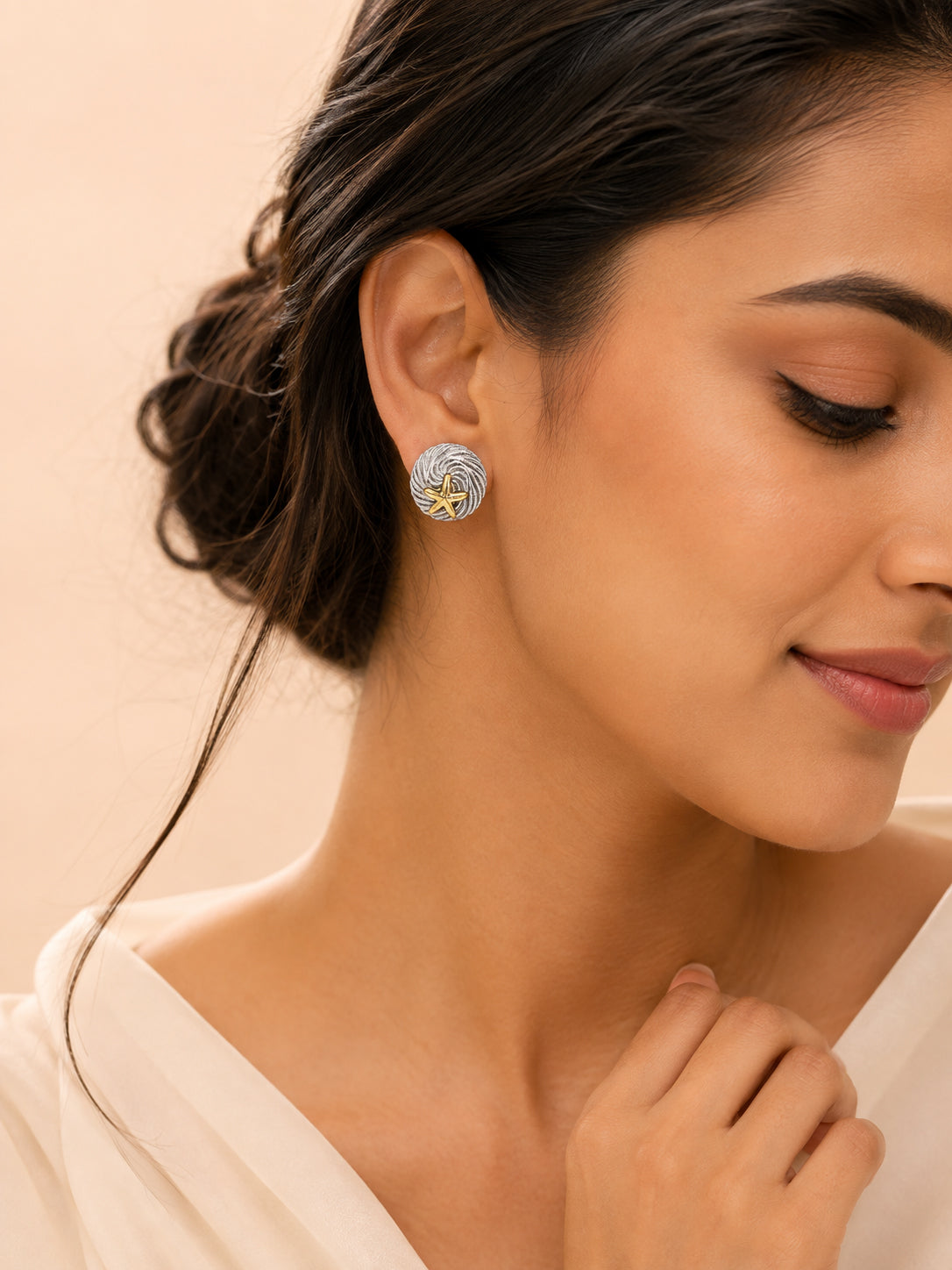 Aanura Starfish Silver Swirl Earrings