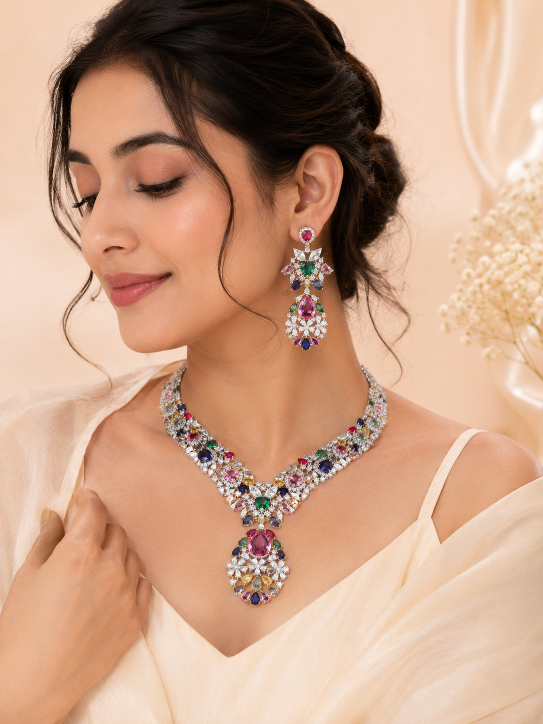 Aanura Multi-Gemstone Royal Necklace Set