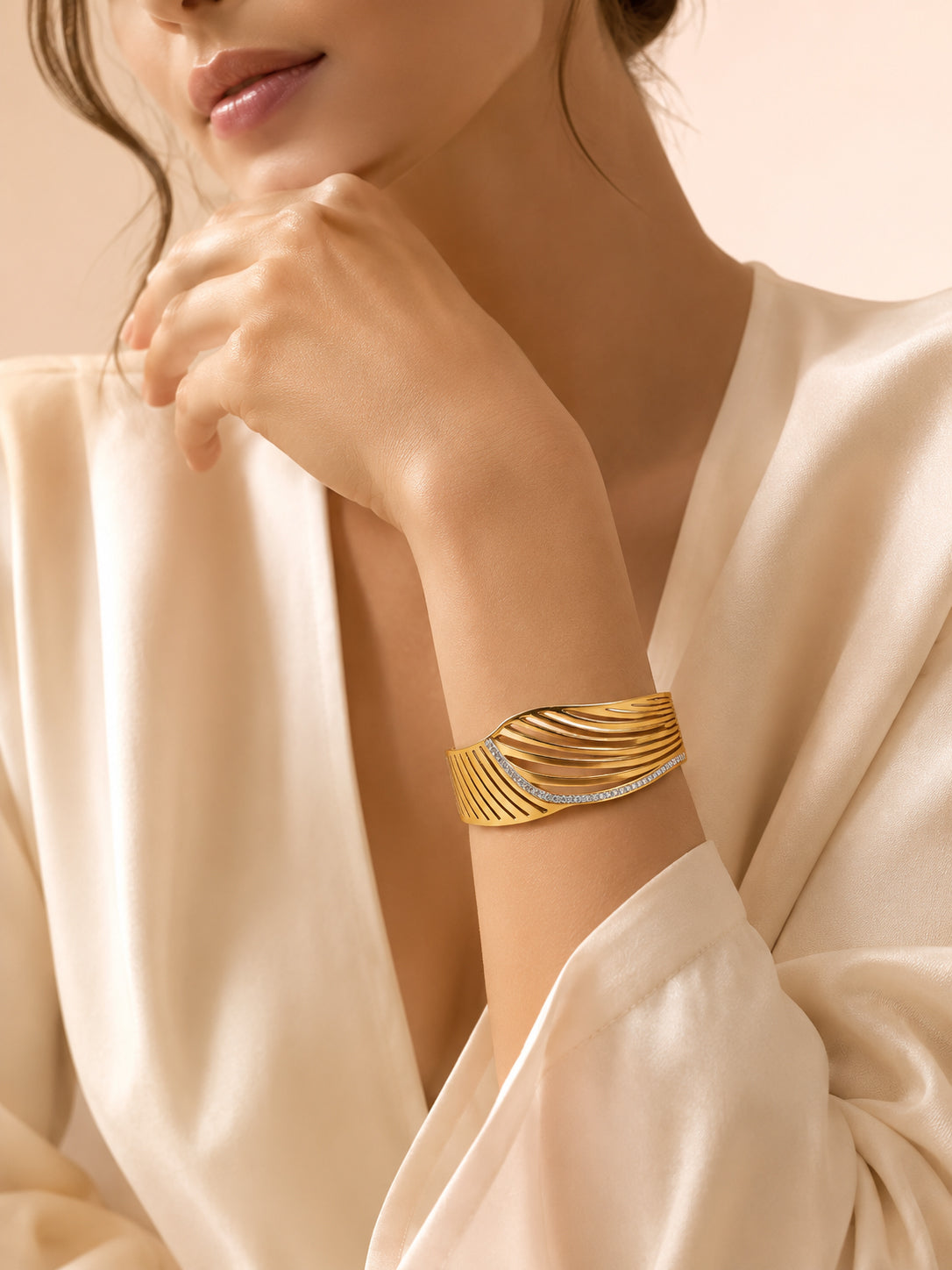 Aanura Golden Wave Cut-Out Bracelet