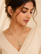 18K Gold Plated Pearl Bead Halo Necklace
