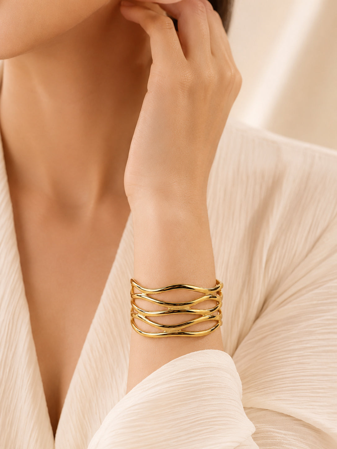Aanura Golden Wave Cuff Bracelet
