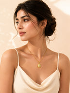 Textured Shell CZ Necklace with 18K Gold Plating