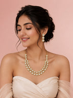 Aanura Double Layer Round Kundan Necklace Set