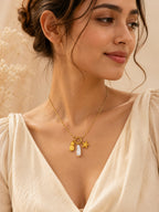 18K Gold Plated Pineapple Pearl Star Charm Necklace