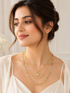Aanura Gold Layered Sun Pendant Necklace