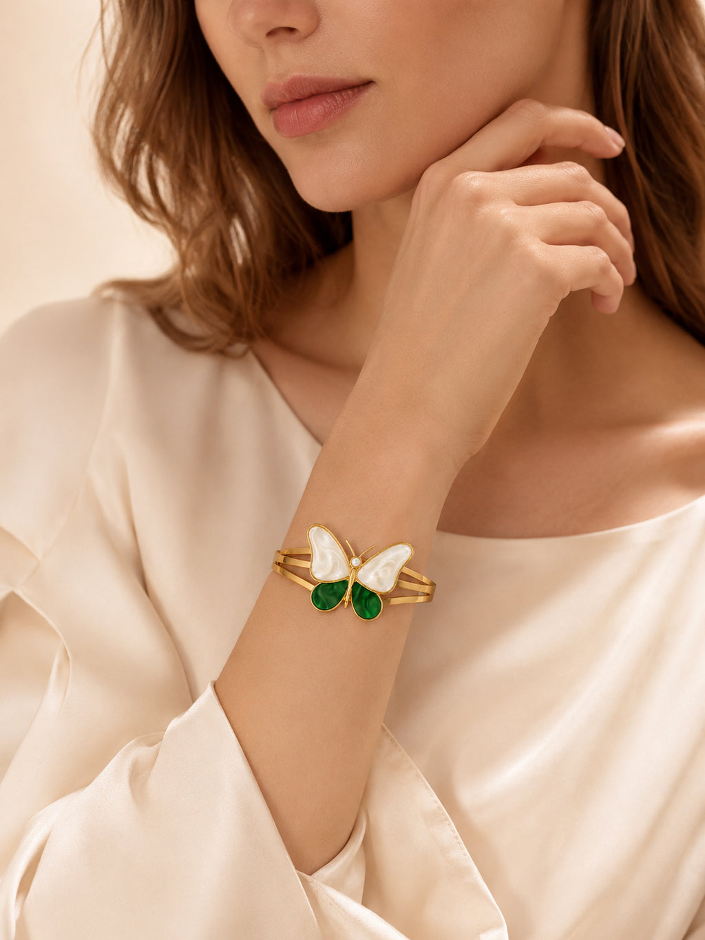 Aanura Butterfly Pearl Enamel Bracelet
