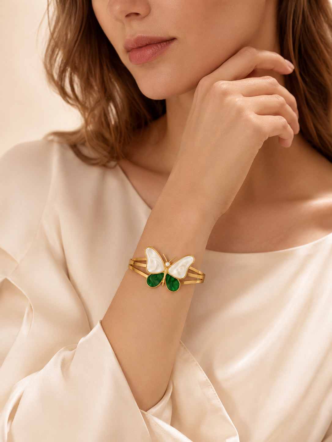 Aanura Butterfly Pearl Enamel Bracelet