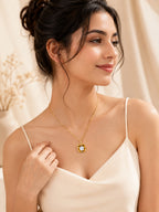 18K Gold Plated Square Solitaire Pendant Necklace