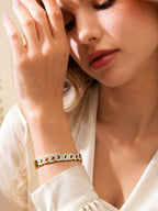 Aanura Crystal Link Gold Plated Bangle Bracelet