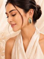 Aanura Crystal Gold Oval Stud Earrings