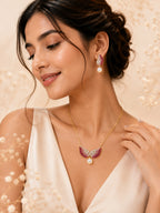 Aanura Wing Pearl Necklace & Earrings Set