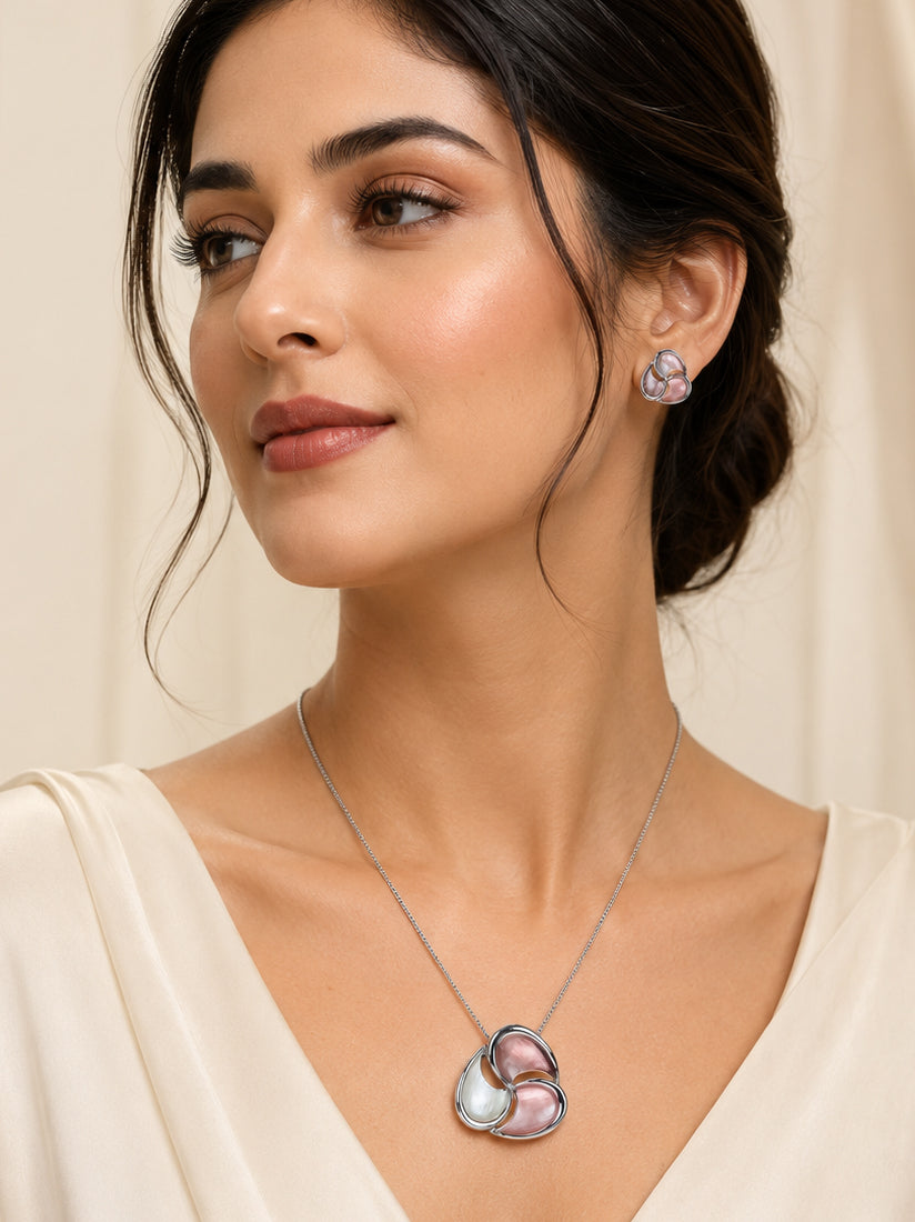 Aanura Abstract Swirl Necklace & Earrings Set