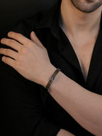 Black & Rhodium Dual Wire Anti-Tarnish Waterproof Bracelet