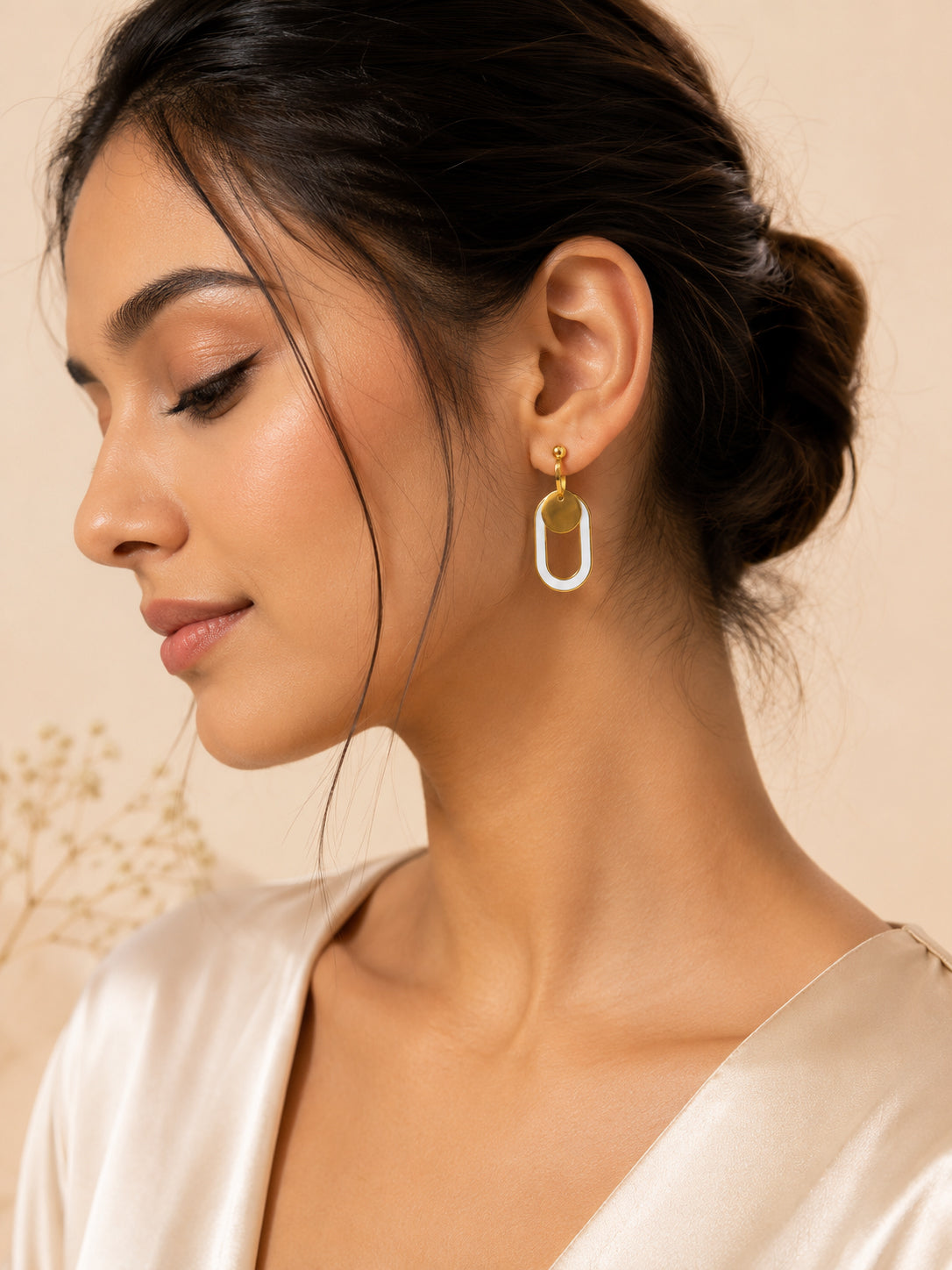 Aanura Minimal Geometric Gold Drop Earrings