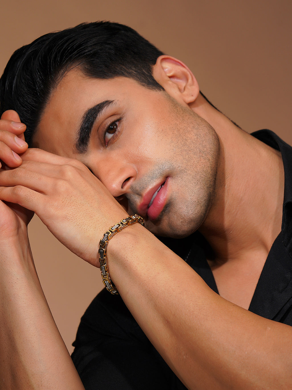 Aanura Dual-Tone Stainless Steel Bracelet For Men