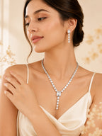 Aanura Clear Baguette Drop Necklace Set