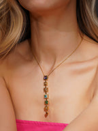 Aanura Linear Square Drop Statement Necklace