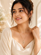 Gold Plated Open Oval Crystal Necklace