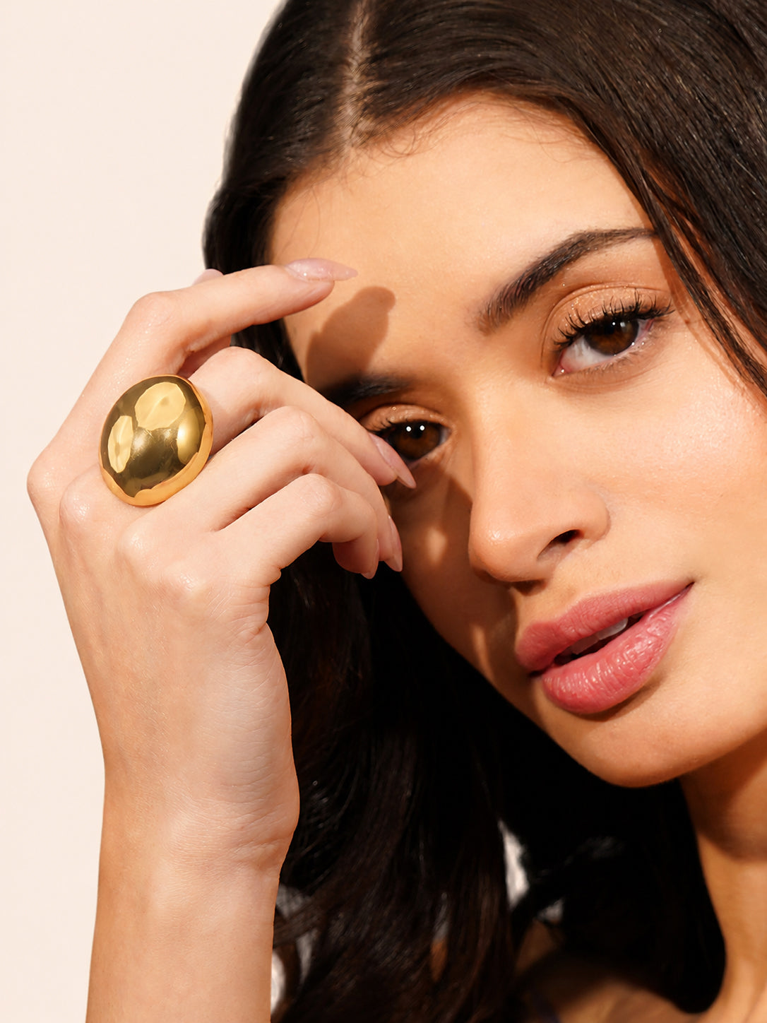 18K Gold Plated Bold Oval Anti-Tarnish Waterproof Ring