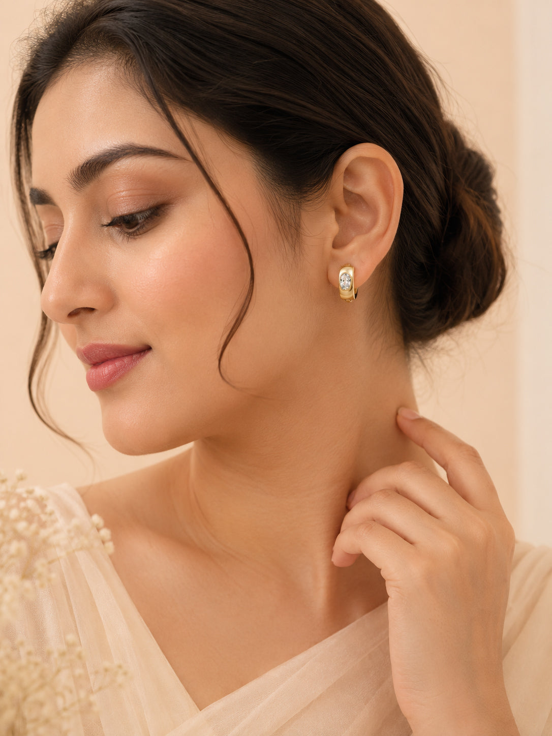 Rhodium Plated Solitaire Crystal Stud Earrings