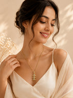 Triple Crystal Arrow Bar Necklace with 18K Gold Plating