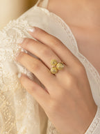 18K Gold-Plated Triple Disc Textured Ring – Anti-Tarnish & Waterproof