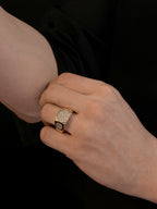 18K Gold CZ Octagon Anti-Tarnish Waterproof Ring