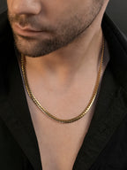18K Gold Plated Cuban Link Anti-Tarnish Waterproof Chain for Men