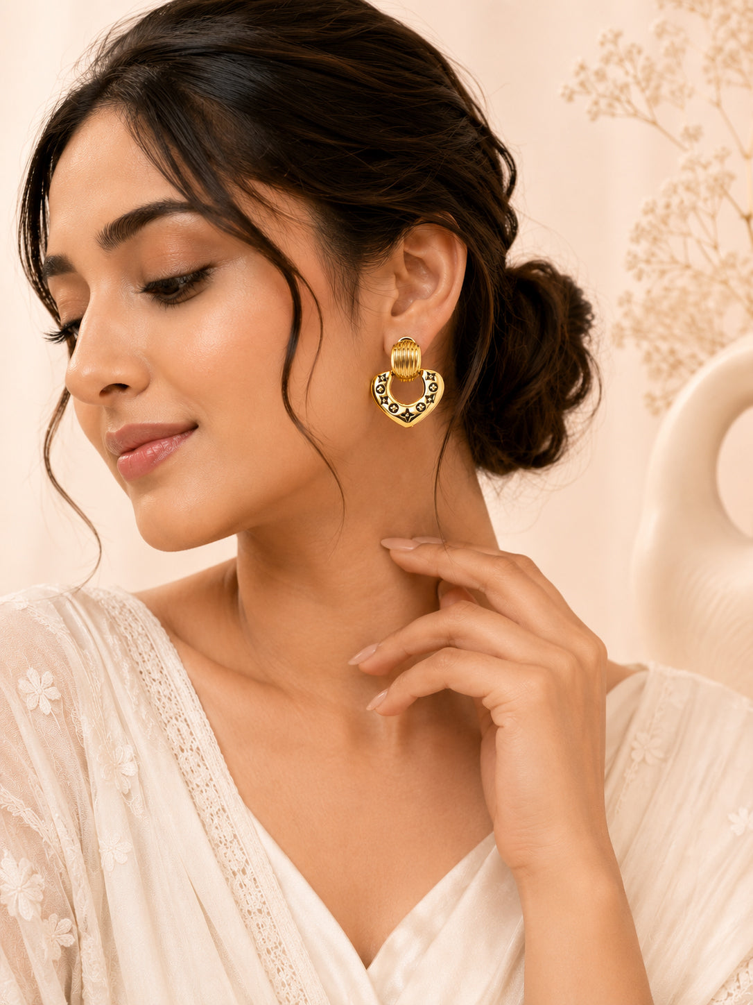 18K Gold Plated Heart Hoop Anti-Tarnish Waterproof Earrings