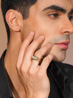 Aanura 18K Gold-Plated American Diamond Ring For Him