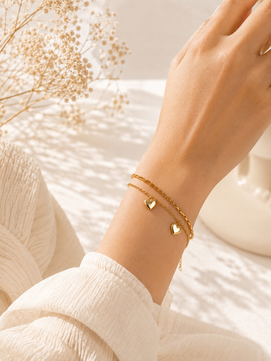 Aanura Heart Charm Gold Plated Chain Bracelet
