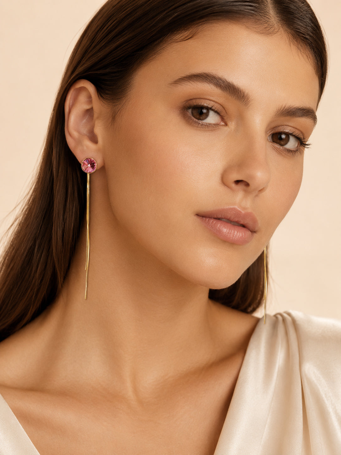 Aanura Gold Plated Drop Earrings with Crystal