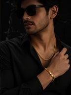 18K Gold Plated Rope Chain & Link Bracelet Combo for Men