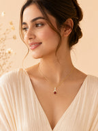 18K Gold Plated Red Crystal Swirl Pendant Necklace for Women