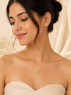 18K Gold Plated Butterfly Trio Crystal Drop Necklace