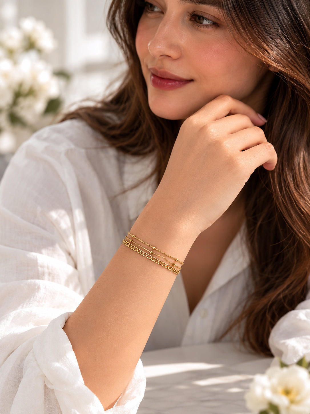 Aanura Layered Chain Gold Plated Bracelet