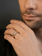 18K Gold CZ Rectangular Anti-Tarnish Waterproof Ring