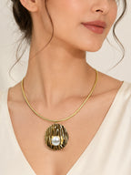 Aurelia Gold Choker with Pearl & Pendant