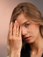 18K Gold Plated Open Heart Anti-Tarnish Waterproof Ring