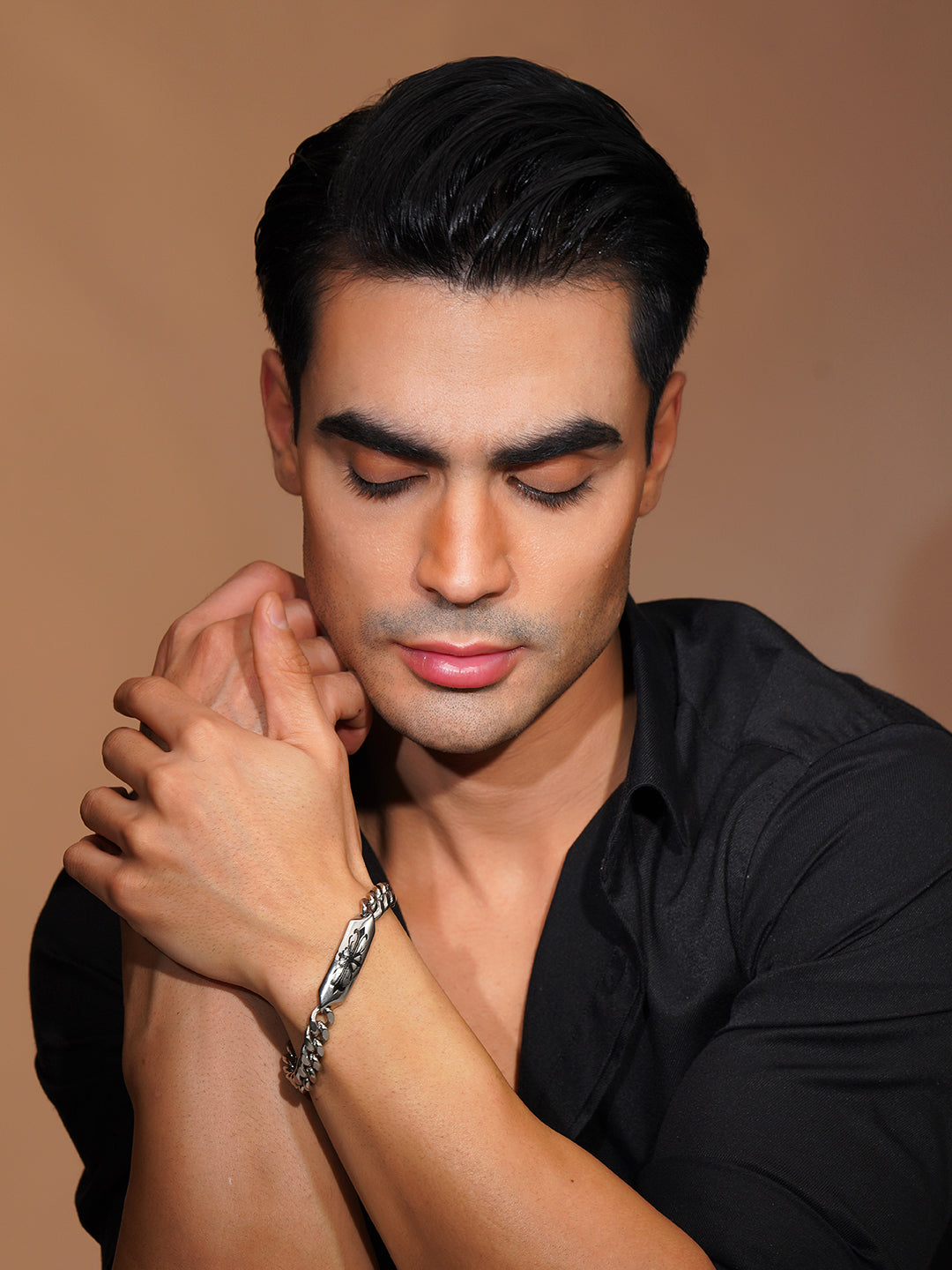 Aanura Silver Stainless Steel Chain Bracelet For Men