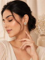 Sunburst Halo CZ Stud Earrings in 18K Gold Plating