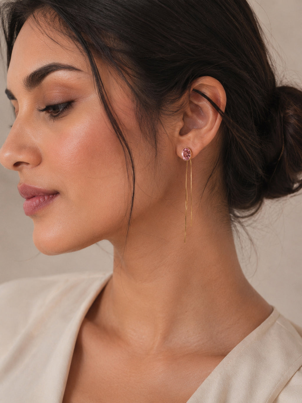 Aanura Gold Plated Drop Earrings with Crystal