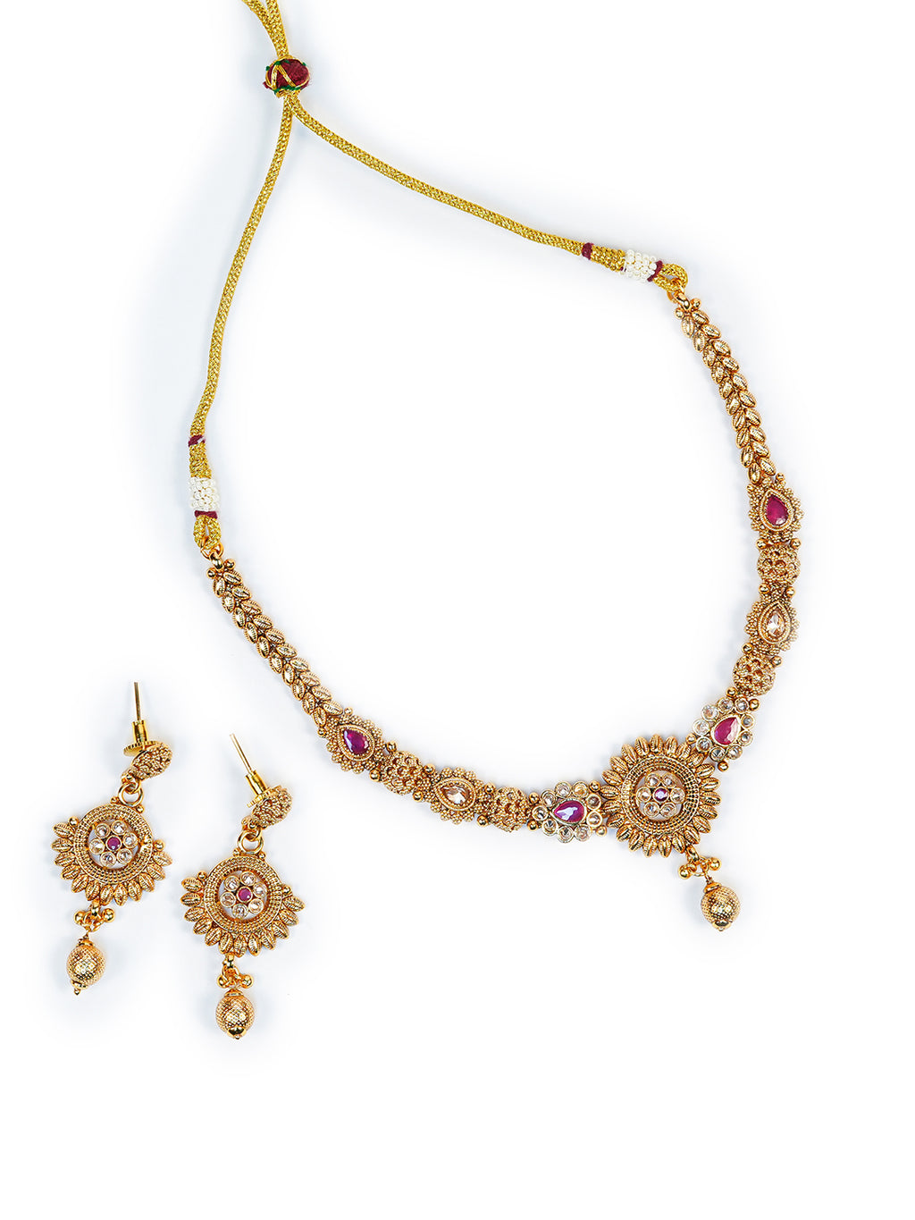 Aanura Gold Plated Sunburst Necklace Set