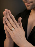 18K Gold CZ Square Anti-Tarnish Waterproof Ring