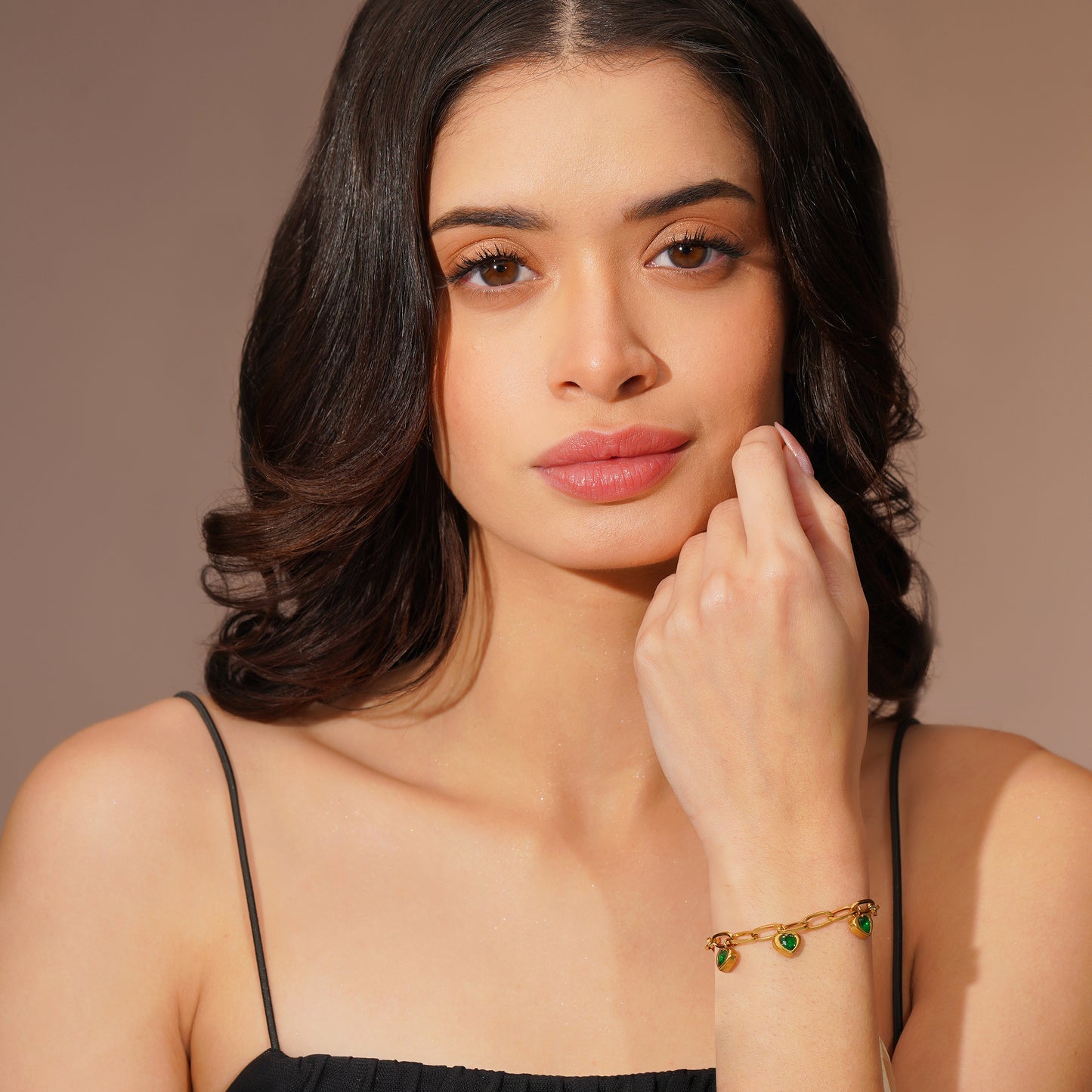 Aanura Triple Heart Charm Gold Plated Bracelet