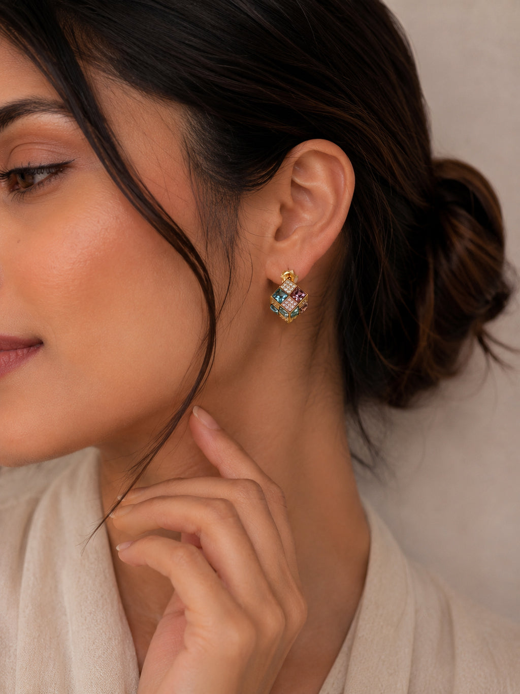 Aanura Gold Plated Cubic Crystal Earrings